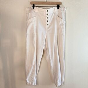 Knox Rose Mid-Rise Tapered Fit Cargo Pants White 2XL With Pockets